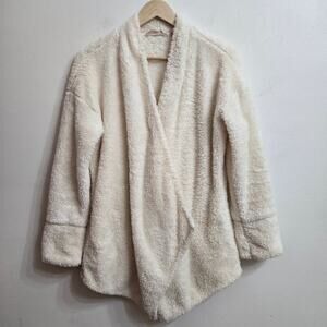 Soft Surroundings Womens Ivory White Teddy Cardigan M Soft Cozy Minimalist Boho